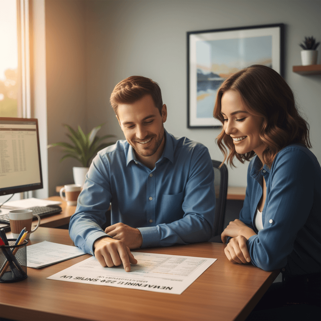 Friendly dealership staff helping customer review vehicle details