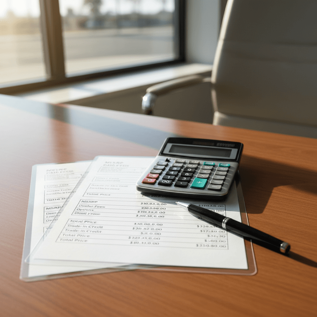 Clear pricing documents on a desk