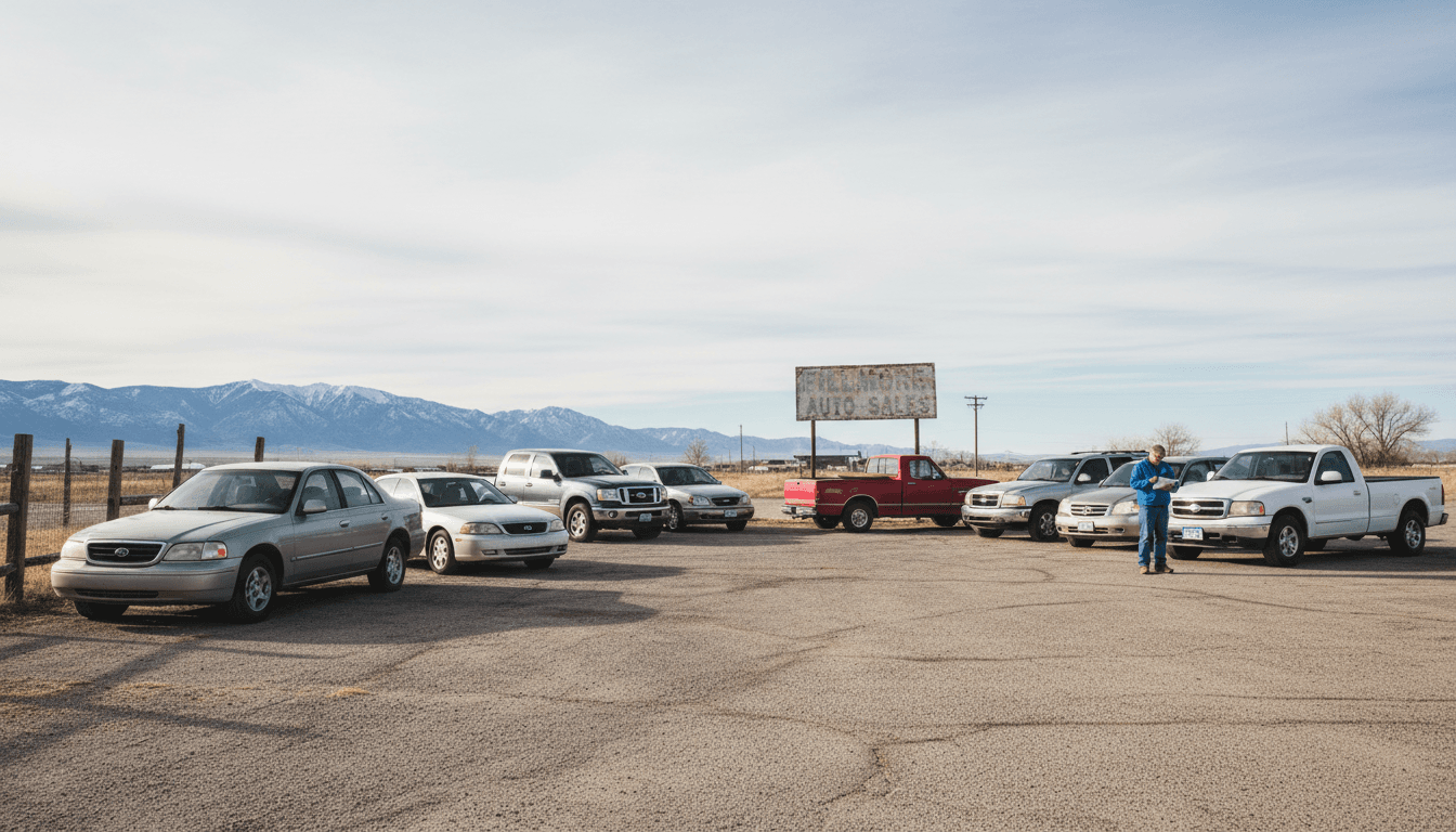 Snow Used Autos lot in Fillmore with reliable used vehicles on display