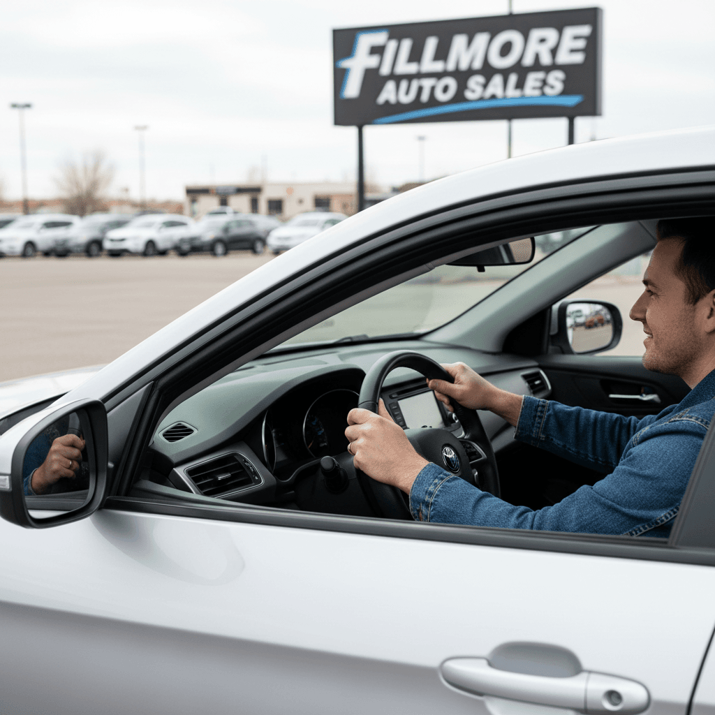 Customer seated in vehicle ready for test drive